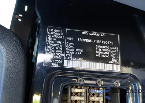 2016 Mercedes-Benz Sprinter High Roof из США, поврежденный, VIN 8BRPE8DD1GE120672